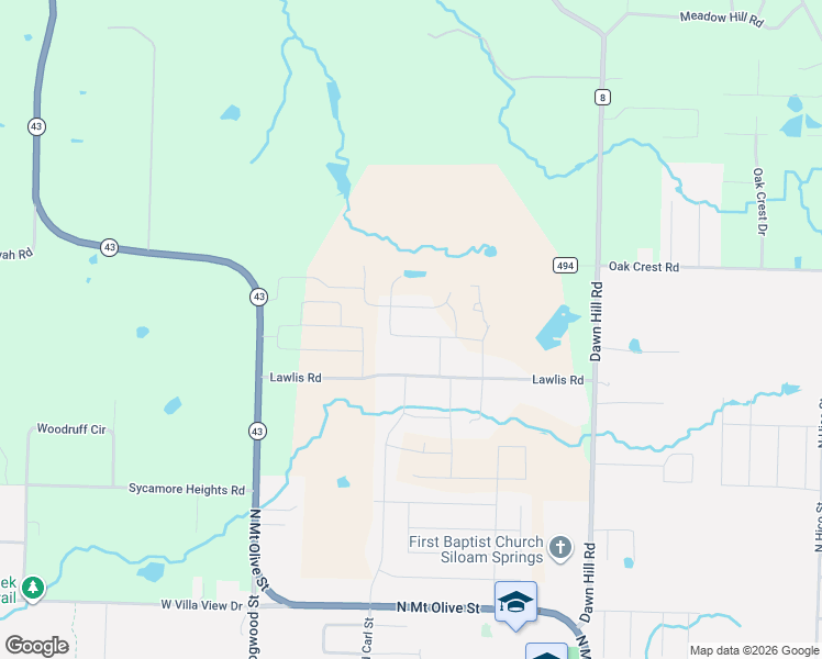 map of restaurants, bars, coffee shops, grocery stores, and more near 23098 Loren Dr. in Siloam Springs