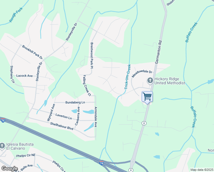 map of restaurants, bars, coffee shops, grocery stores, and more near 1370 Pebblebrook Road in Winston-Salem