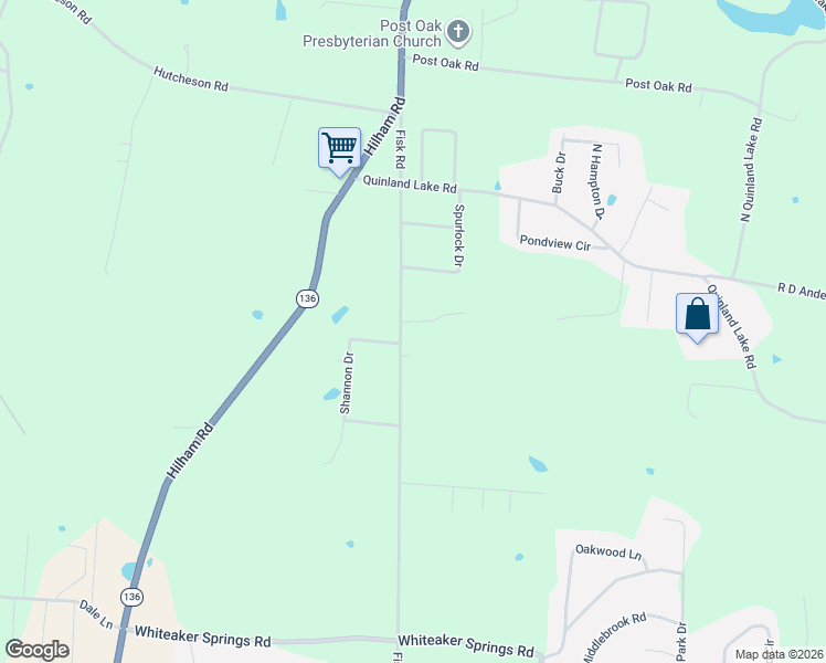 map of restaurants, bars, coffee shops, grocery stores, and more near 3105 Fisk Road in Cookeville