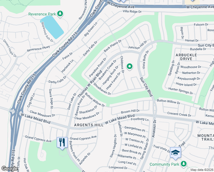 map of restaurants, bars, coffee shops, grocery stores, and more near 2613 Hope Forest Drive in Las Vegas