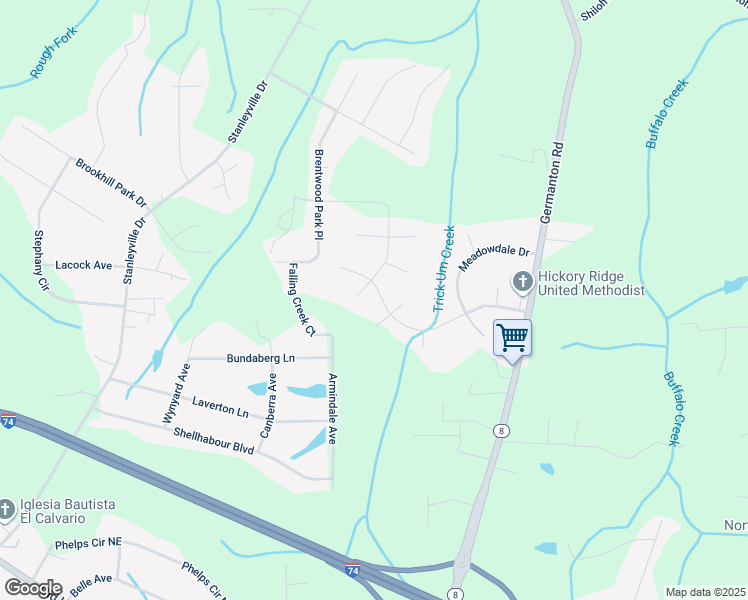 map of restaurants, bars, coffee shops, grocery stores, and more near 1370 Pebblebrook Road in Winston-Salem