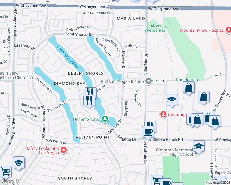 map of restaurants, bars, coffee shops, grocery stores, and more near 2640 Starfish Court in Las Vegas
