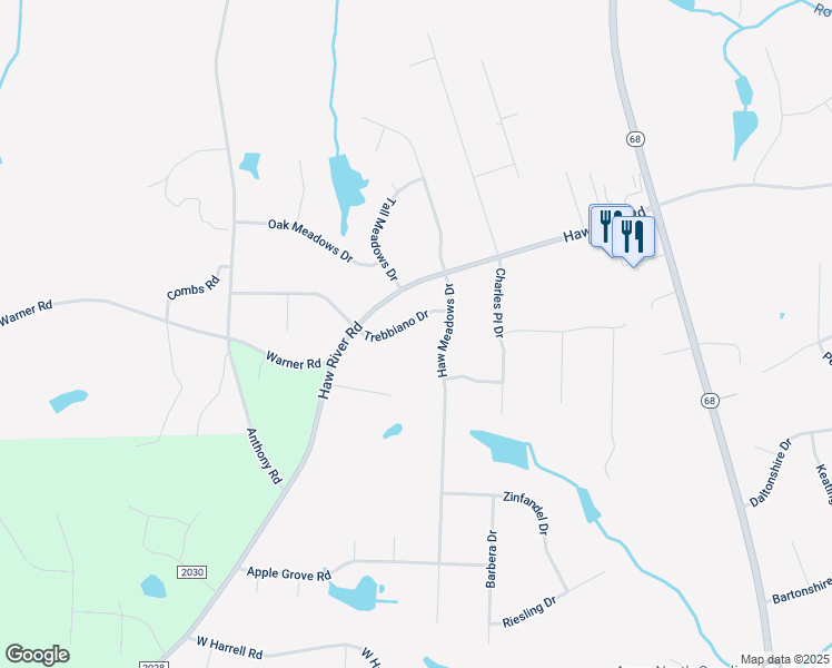 map of restaurants, bars, coffee shops, grocery stores, and more near 7595 Trebbiano Drive in Kernersville