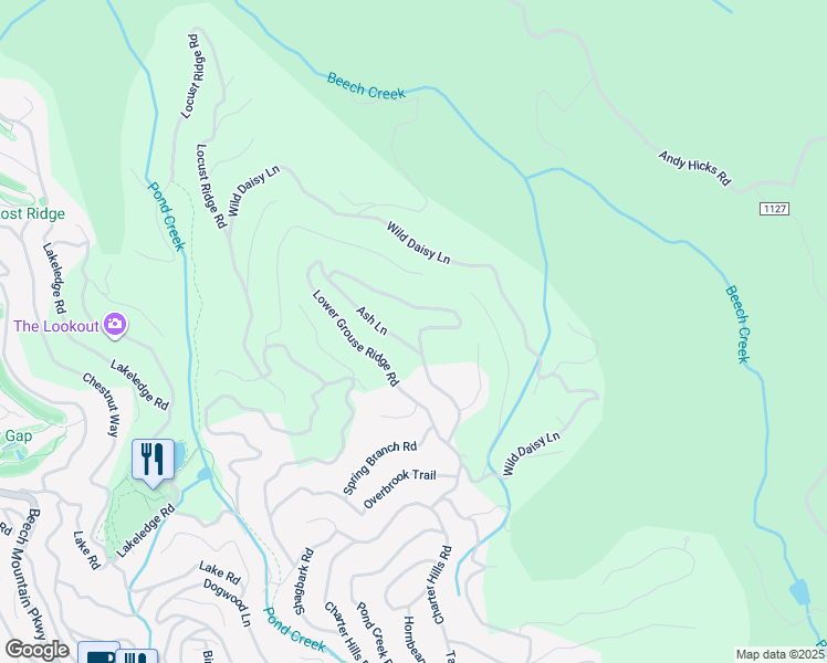 map of restaurants, bars, coffee shops, grocery stores, and more near 203 Upper Grouse Ridge Road in Beech Mountain