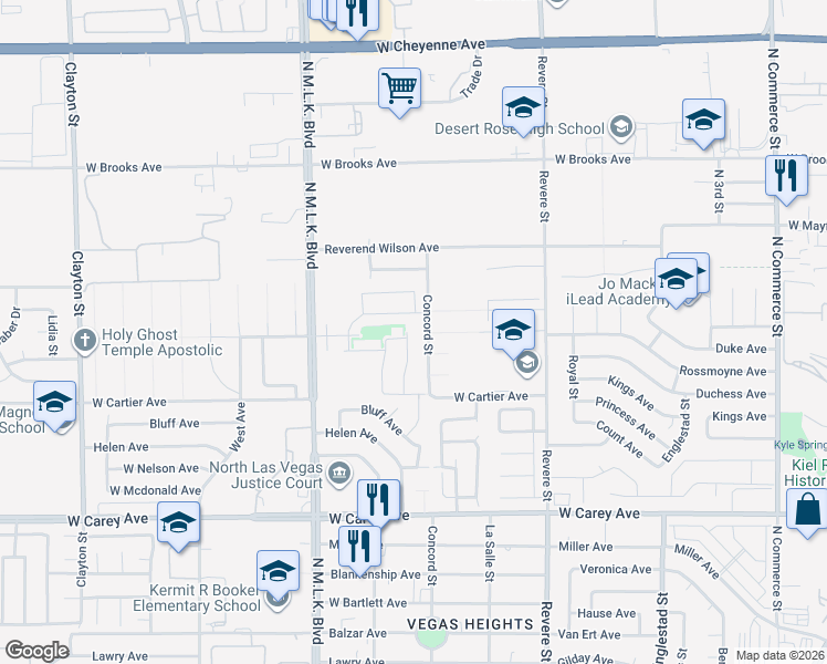 map of restaurants, bars, coffee shops, grocery stores, and more near 2657 Concord Street in North Las Vegas