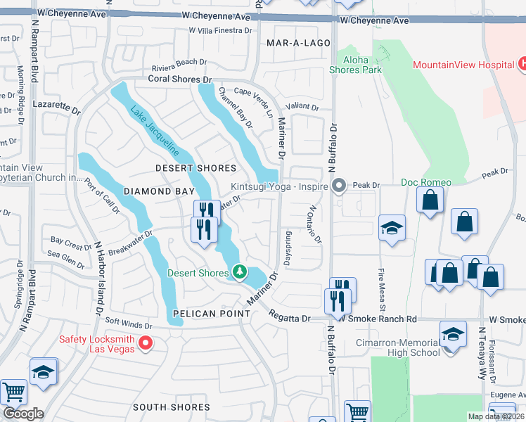 map of restaurants, bars, coffee shops, grocery stores, and more near 7820 Surfcrest Court in Las Vegas