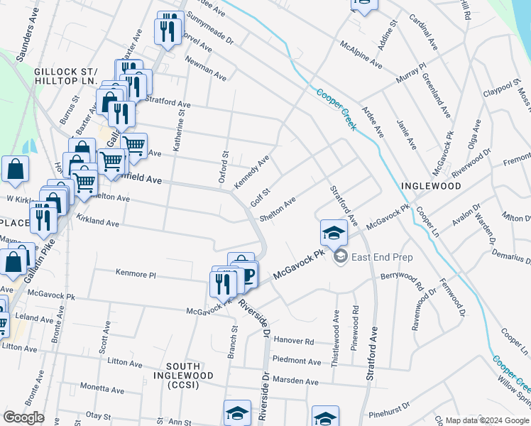 map of restaurants, bars, coffee shops, grocery stores, and more near 1403 Shelton Avenue in Nashville
