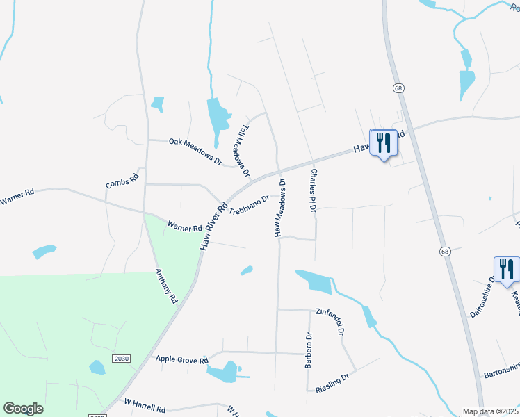 map of restaurants, bars, coffee shops, grocery stores, and more near 7593 Trebbiano Drive in Kernersville