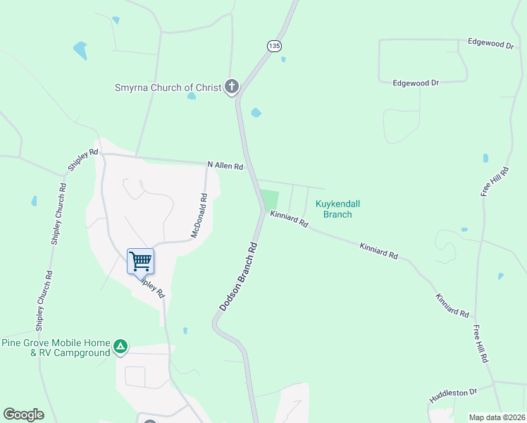 map of restaurants, bars, coffee shops, grocery stores, and more near 825 Kinniard Road in Cookeville