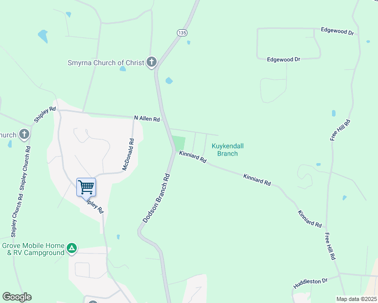 map of restaurants, bars, coffee shops, grocery stores, and more near 825 Kinniard Road in Cookeville