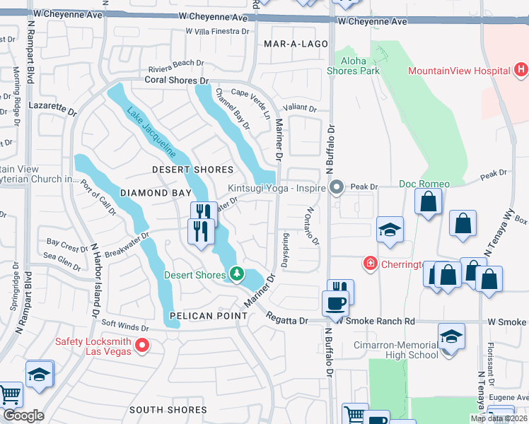 map of restaurants, bars, coffee shops, grocery stores, and more near 7820 Surfcrest Court in Las Vegas