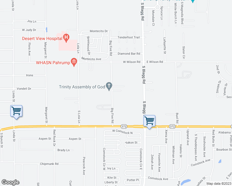 map of restaurants, bars, coffee shops, grocery stores, and more near 741 Big 5 Road in Pahrump
