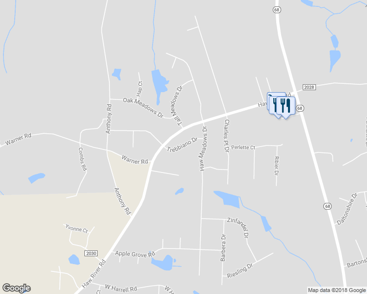 map of restaurants, bars, coffee shops, grocery stores, and more near 7595 Trebbiano Drive in Kernersville