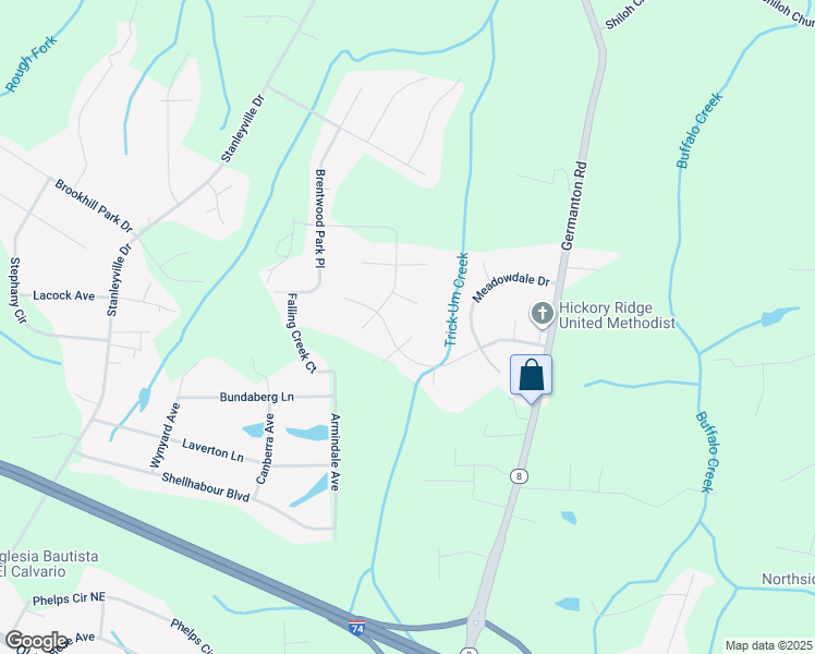 map of restaurants, bars, coffee shops, grocery stores, and more near 5916 Stoneybrook Circle in Winston-Salem