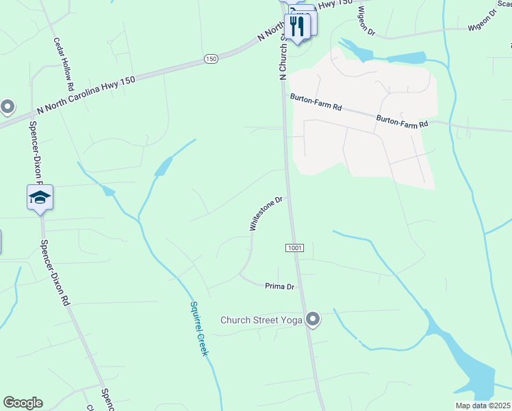 map of restaurants, bars, coffee shops, grocery stores, and more near 106 White Stone Drive in Greensboro