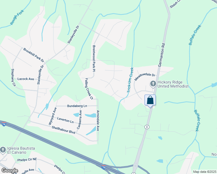 map of restaurants, bars, coffee shops, grocery stores, and more near 1360 Pebblebrook Road in Winston-Salem