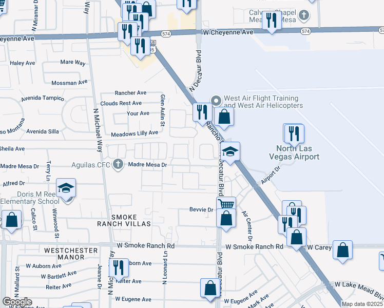 map of restaurants, bars, coffee shops, grocery stores, and more near 2732 Stargate Street in Las Vegas
