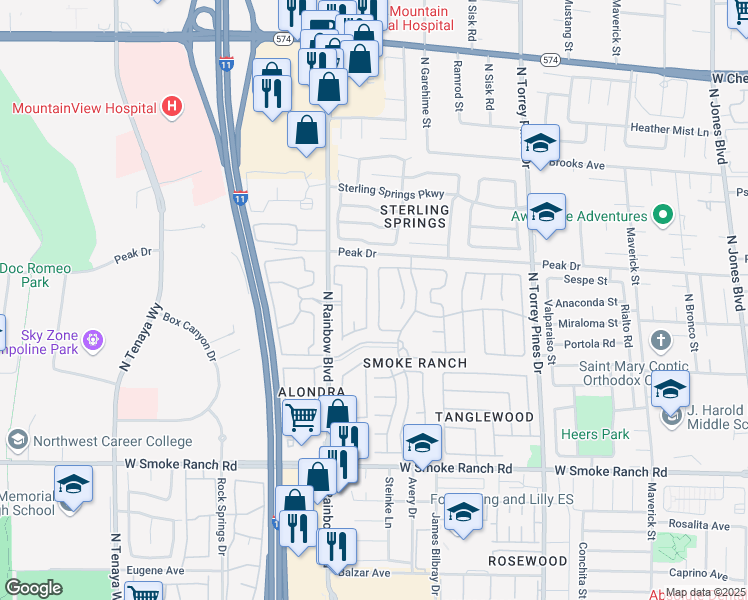 map of restaurants, bars, coffee shops, grocery stores, and more near 2709 Camphor Tree Street in Las Vegas