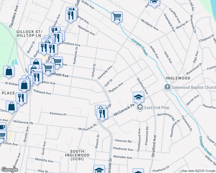 map of restaurants, bars, coffee shops, grocery stores, and more near 1408 Shelton Avenue in Nashville