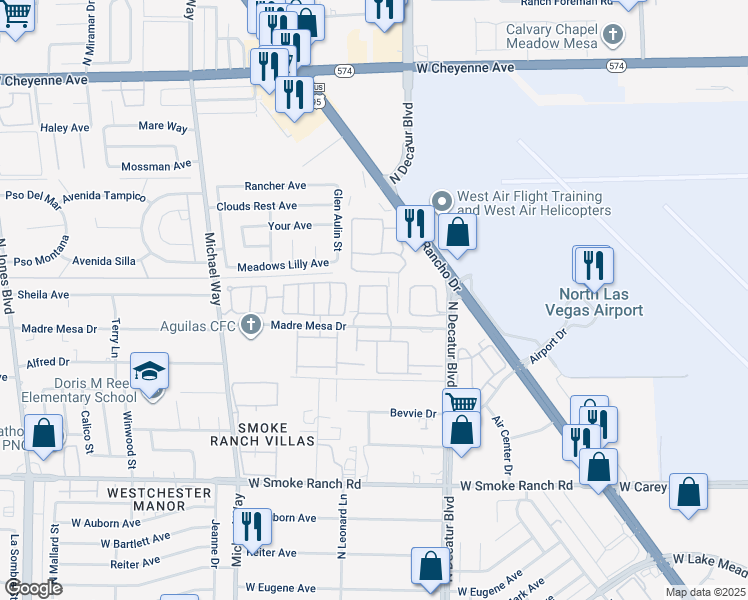 map of restaurants, bars, coffee shops, grocery stores, and more near 5045 Starfinder Avenue in Las Vegas