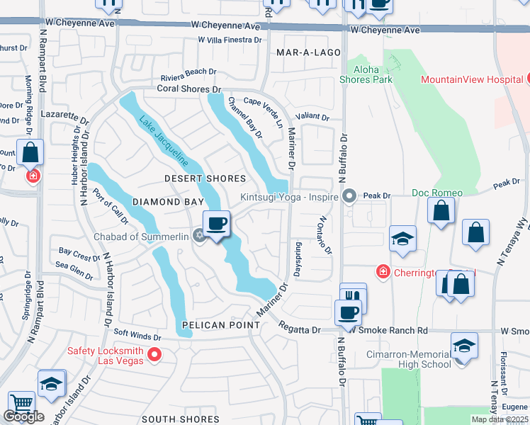 map of restaurants, bars, coffee shops, grocery stores, and more near 7905 Bridge Gate Drive in Las Vegas