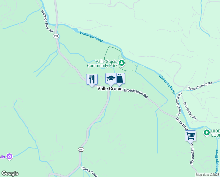 map of restaurants, bars, coffee shops, grocery stores, and more near in Valle Crucis