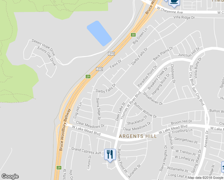 map of restaurants, bars, coffee shops, grocery stores, and more near 2732 Darby Falls Drive in Las Vegas