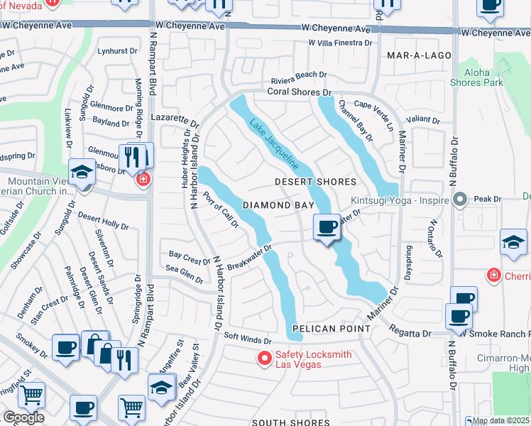 map of restaurants, bars, coffee shops, grocery stores, and more near 8128 Tiara Cove Circle in Las Vegas