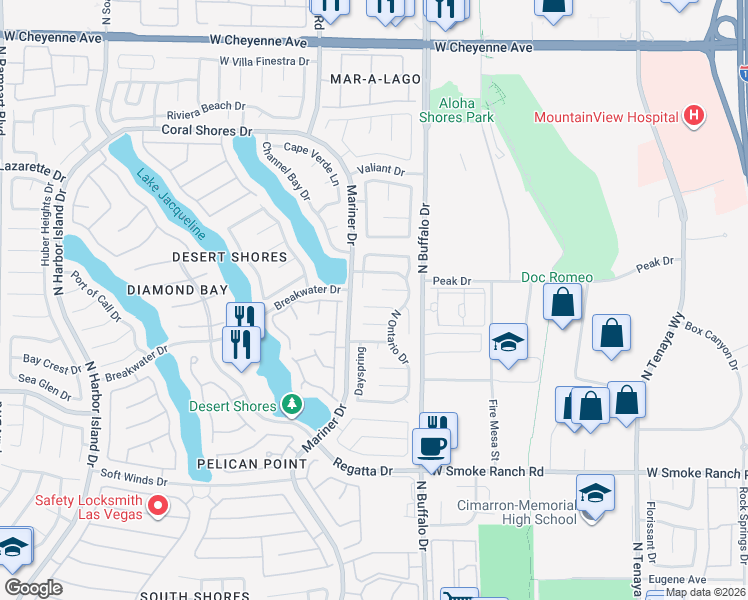 map of restaurants, bars, coffee shops, grocery stores, and more near 2706 Saint Clair Drive in Las Vegas