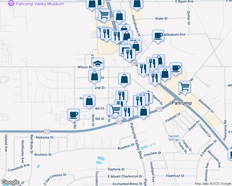 map of restaurants, bars, coffee shops, grocery stores, and more near 680 East Street in Pahrump