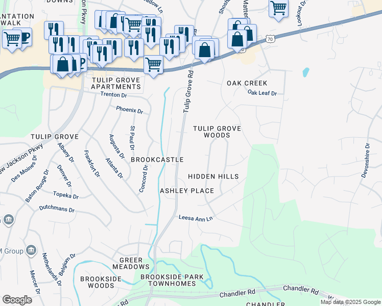 map of restaurants, bars, coffee shops, grocery stores, and more near 559 Tulip Grove Road in Nashville