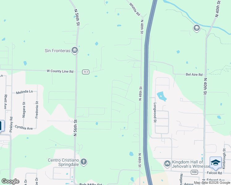 map of restaurants, bars, coffee shops, grocery stores, and more near 2944 North 48th Street in Springdale
