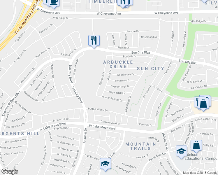 map of restaurants, bars, coffee shops, grocery stores, and more near 10109 Keysborough Dr in Las Vegas