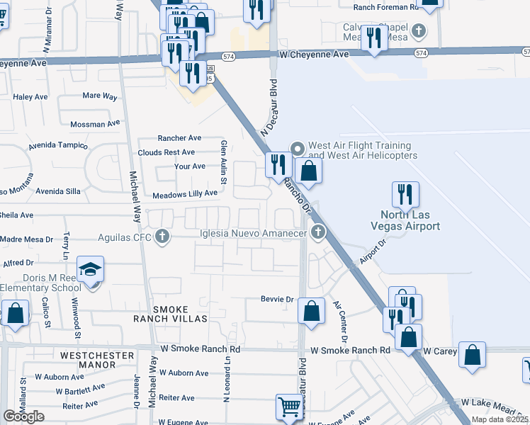 map of restaurants, bars, coffee shops, grocery stores, and more near 5008 Sublight Avenue in Las Vegas