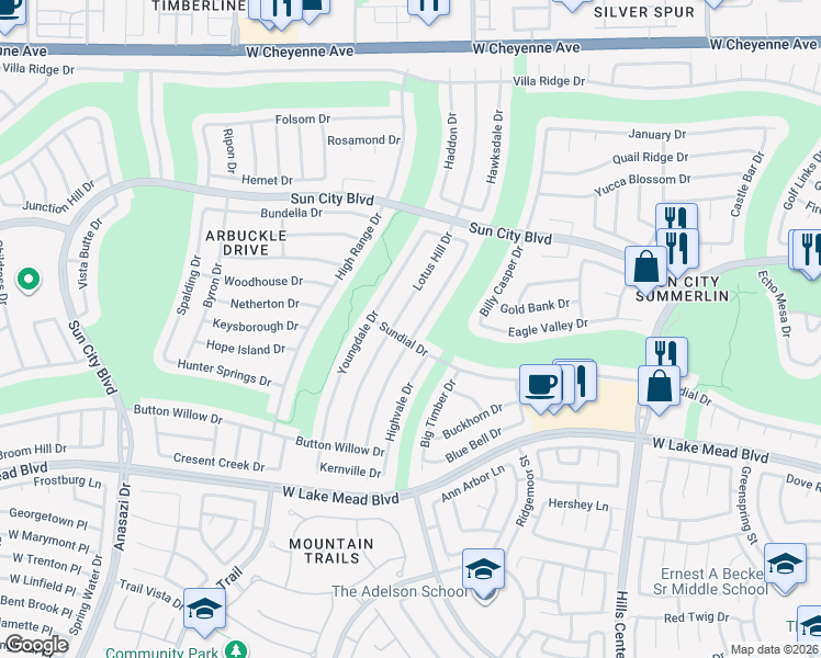 map of restaurants, bars, coffee shops, grocery stores, and more near 2705 Tumble Brook Drive in Las Vegas