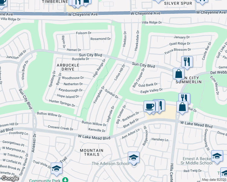 map of restaurants, bars, coffee shops, grocery stores, and more near 2705 Tumble Brook Drive in Las Vegas