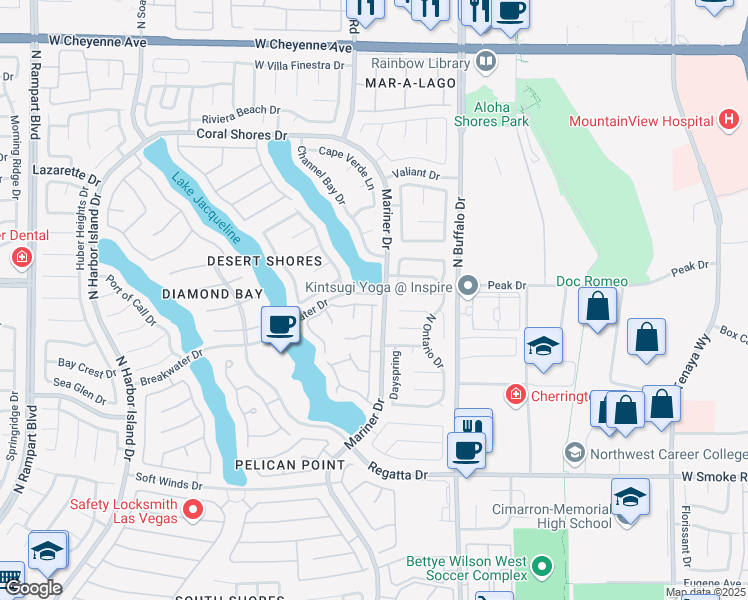 map of restaurants, bars, coffee shops, grocery stores, and more near 7808 Bluewater Drive in Las Vegas