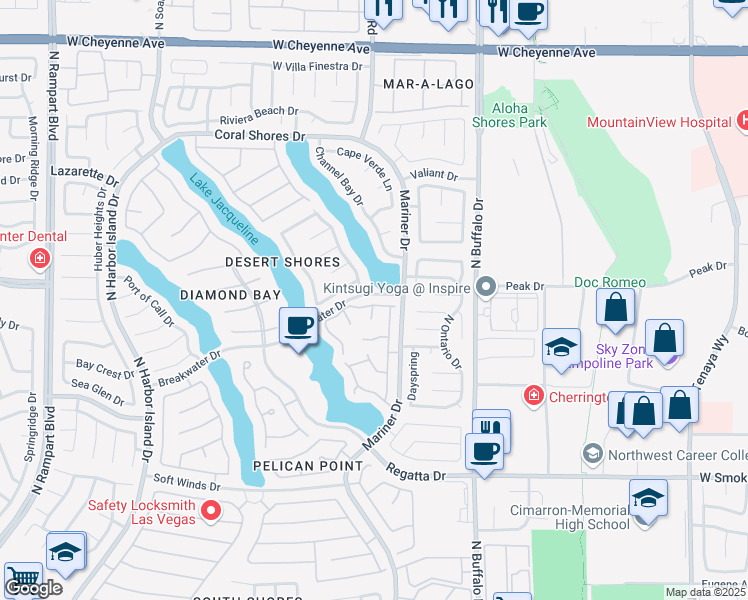 map of restaurants, bars, coffee shops, grocery stores, and more near 7836 Bluewater Drive in Las Vegas