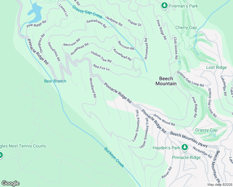 map of restaurants, bars, coffee shops, grocery stores, and more near 314 Pinnacle Ridge Road in Beech Mountain