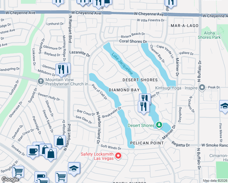 map of restaurants, bars, coffee shops, grocery stores, and more near 8124 Sapphire Bay Circle in Las Vegas