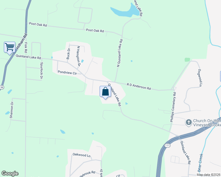 map of restaurants, bars, coffee shops, grocery stores, and more near 1811 R D Anderson Road in Cookeville