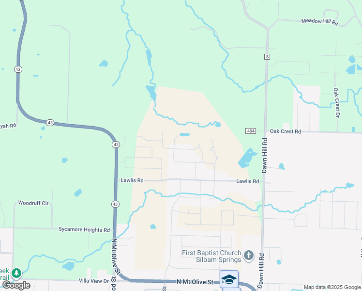 map of restaurants, bars, coffee shops, grocery stores, and more near 2803 North Teresa Drive in Siloam Springs