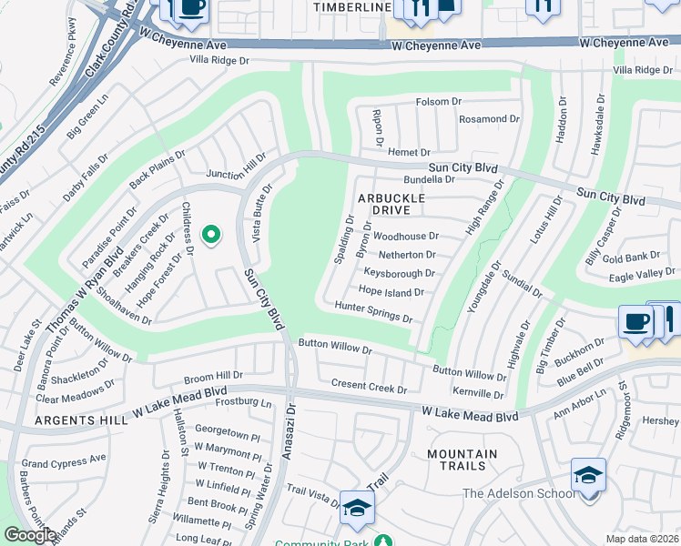 map of restaurants, bars, coffee shops, grocery stores, and more near 2624 Spalding Drive in Las Vegas