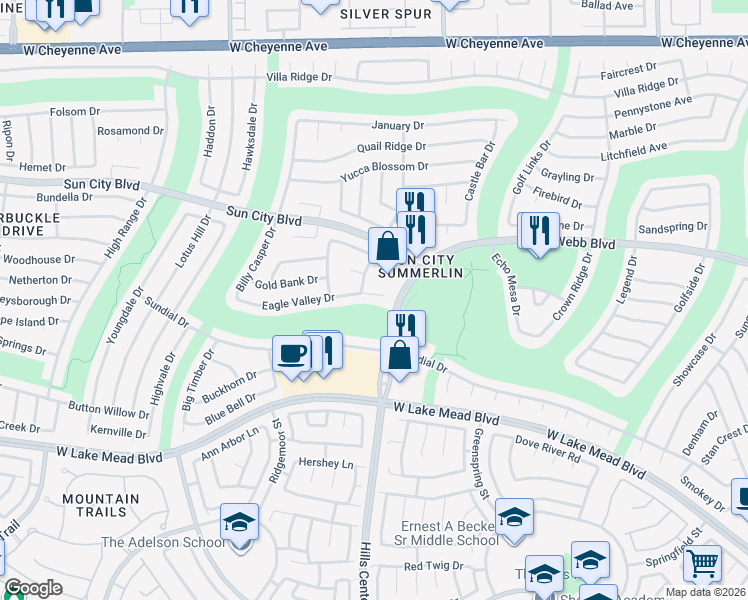 map of restaurants, bars, coffee shops, grocery stores, and more near 9413 Eagle Valley Drive in Las Vegas