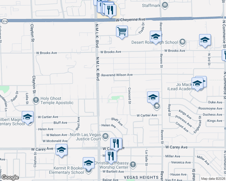 map of restaurants, bars, coffee shops, grocery stores, and more near 2724 Gazing Stars Street in North Las Vegas