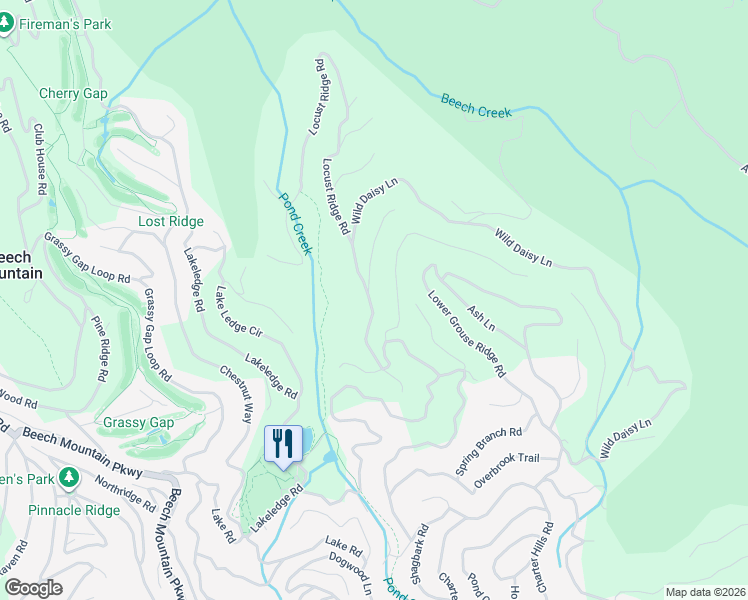 map of restaurants, bars, coffee shops, grocery stores, and more near 136 Locust Ridge Road in Beech Mountain