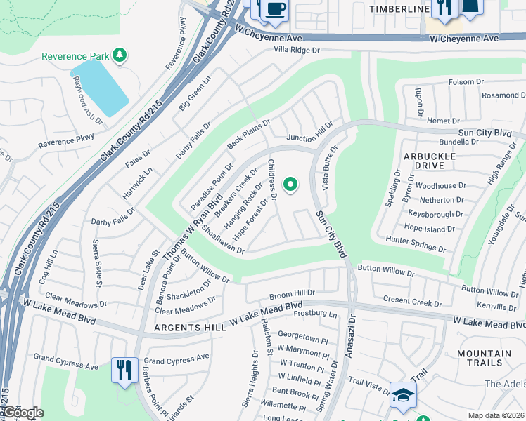 map of restaurants, bars, coffee shops, grocery stores, and more near 2720 Hope Forest Drive in Las Vegas