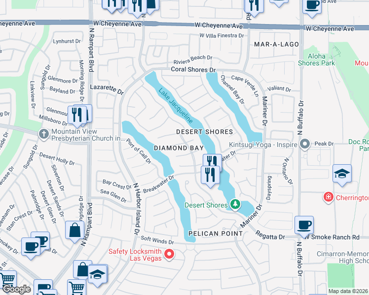 map of restaurants, bars, coffee shops, grocery stores, and more near 8113 Sapphire Bay Circle in Las Vegas