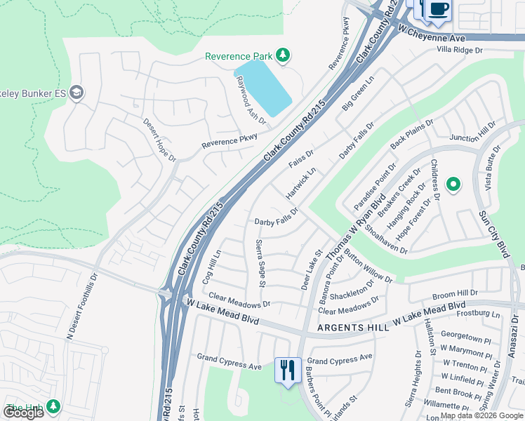 map of restaurants, bars, coffee shops, grocery stores, and more near 10920 Pine Meadows Court in Las Vegas