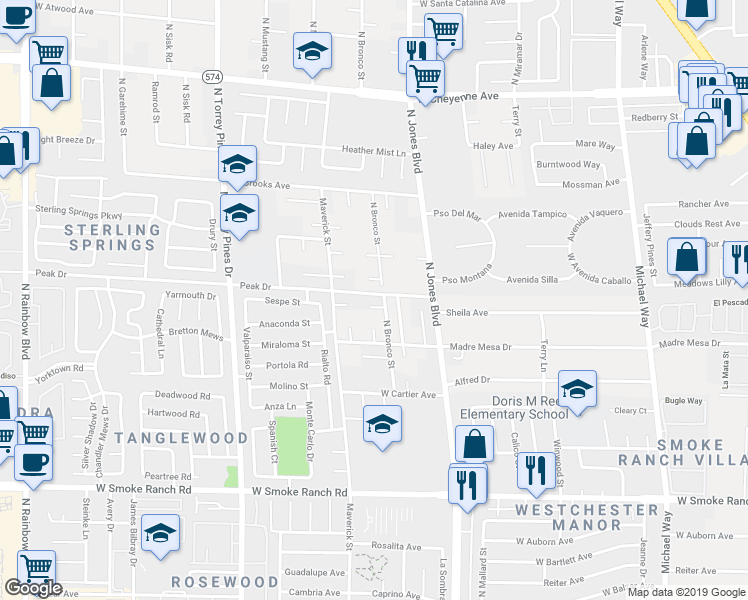 map of restaurants, bars, coffee shops, grocery stores, and more near 6112 Patriots Point Court in Las Vegas